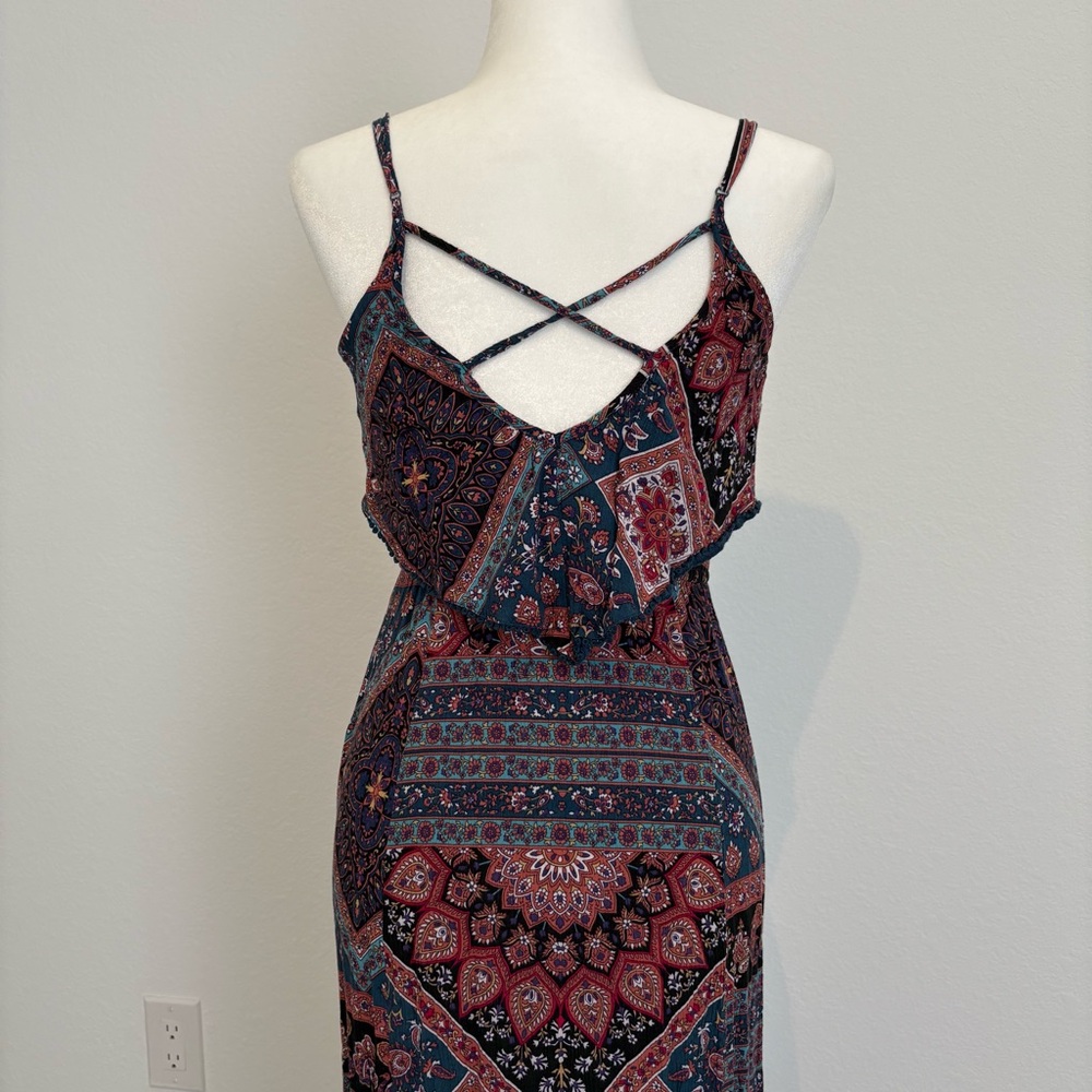 American Eagle Paisley Print Casual Maxi Dress with Slit Size XS - Picture 4 of 10